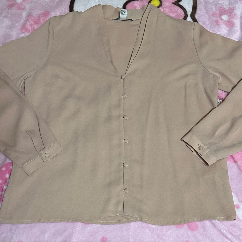 Forever 21 Light Tan Button-Up Blouse